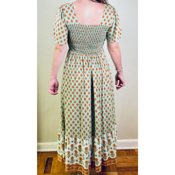 Anna Kaci Maxi Dress Feminine Ruffle Sz Sm Peasant Boho Flounce Milkmaid NWT - Picture 3 of 7